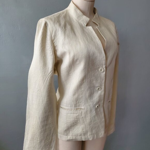 Eileen Fisher Linen Blazer/ Size L/ Oyster White - Picture 3 of 9
